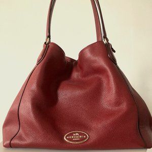 Coach Edie Shoulder Handbag in Cherry Red Pebbled Leather